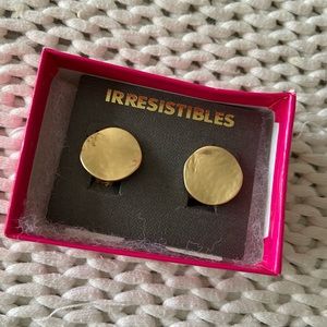 Irresistables  round gold tone clip earrings NWT